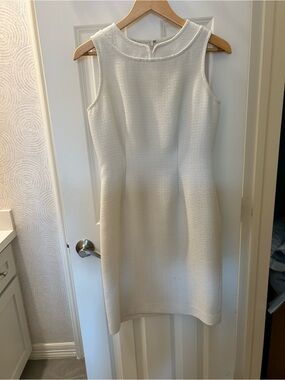Talbots Cream Textured Sleeveless Midi Dress